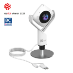 j5create JVCU360 360° All Around Webcam, 1080p Video Capture Resolution, White and Black