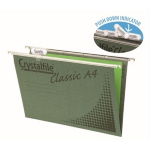 CRYSTALFILE A4 SUSPENSION FILES WITH TABS AND INSERTS GREEN PACK 20