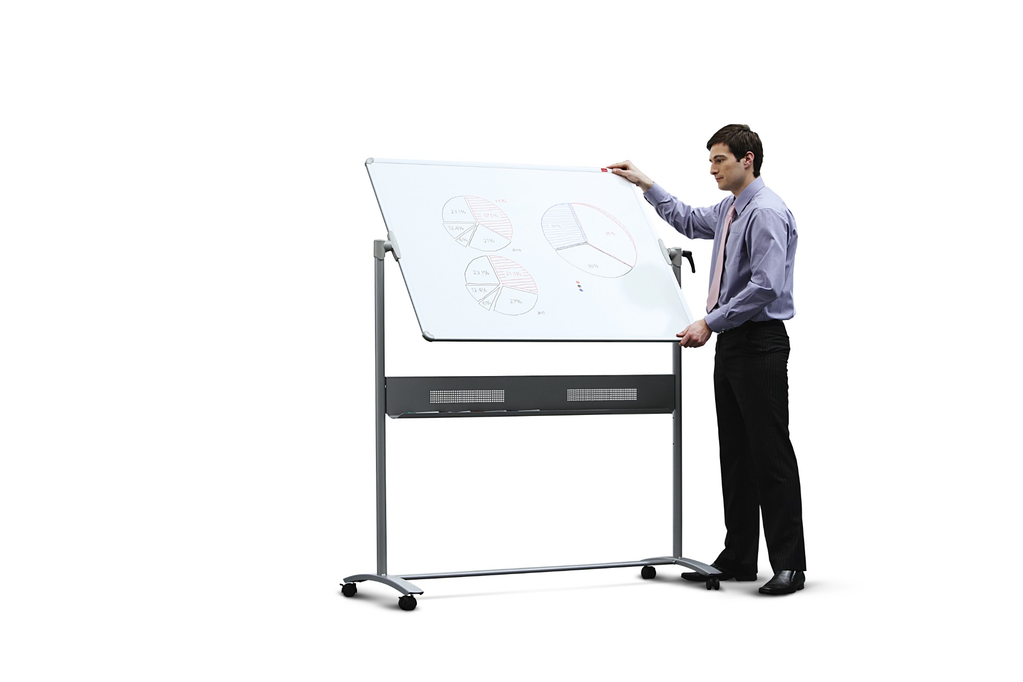 Nobo Mobile Combination Board Magnetic Steel Whiteboard/Grey Felt Noticeboard Horizontal Pivot 1200x900mm