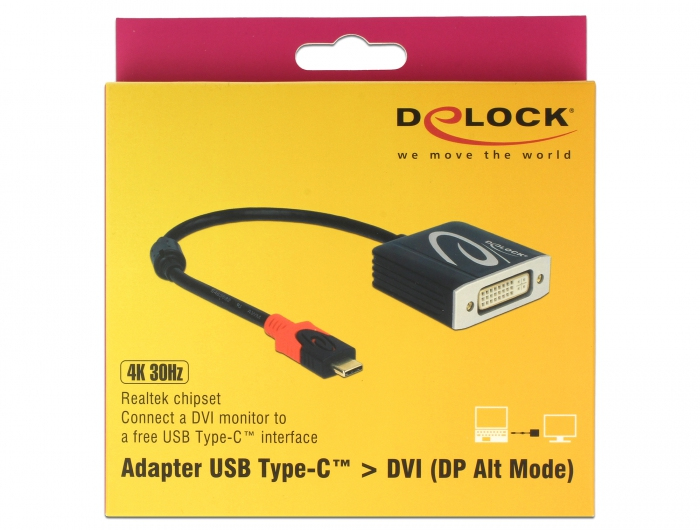 Image of DeLOCK 61213 video cable adapter 0.2 m USB Type-C DVI Black