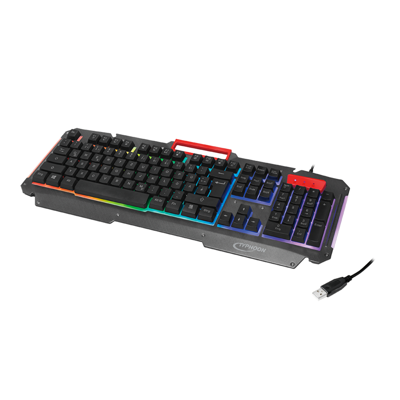 Image of LogiLink Typhoon Keyboard, wired, LED, w/ phone mount, black