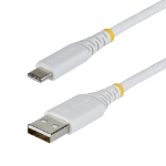 StarTech.com 1m (3.3ft) USB-A to USB-C Fast Charging Cable, 15W 3A, Dual-Layer Braided Nylon/TPE Jacket, Durable USB-A to Type C Charger Cord, White USB A to USB C Cable