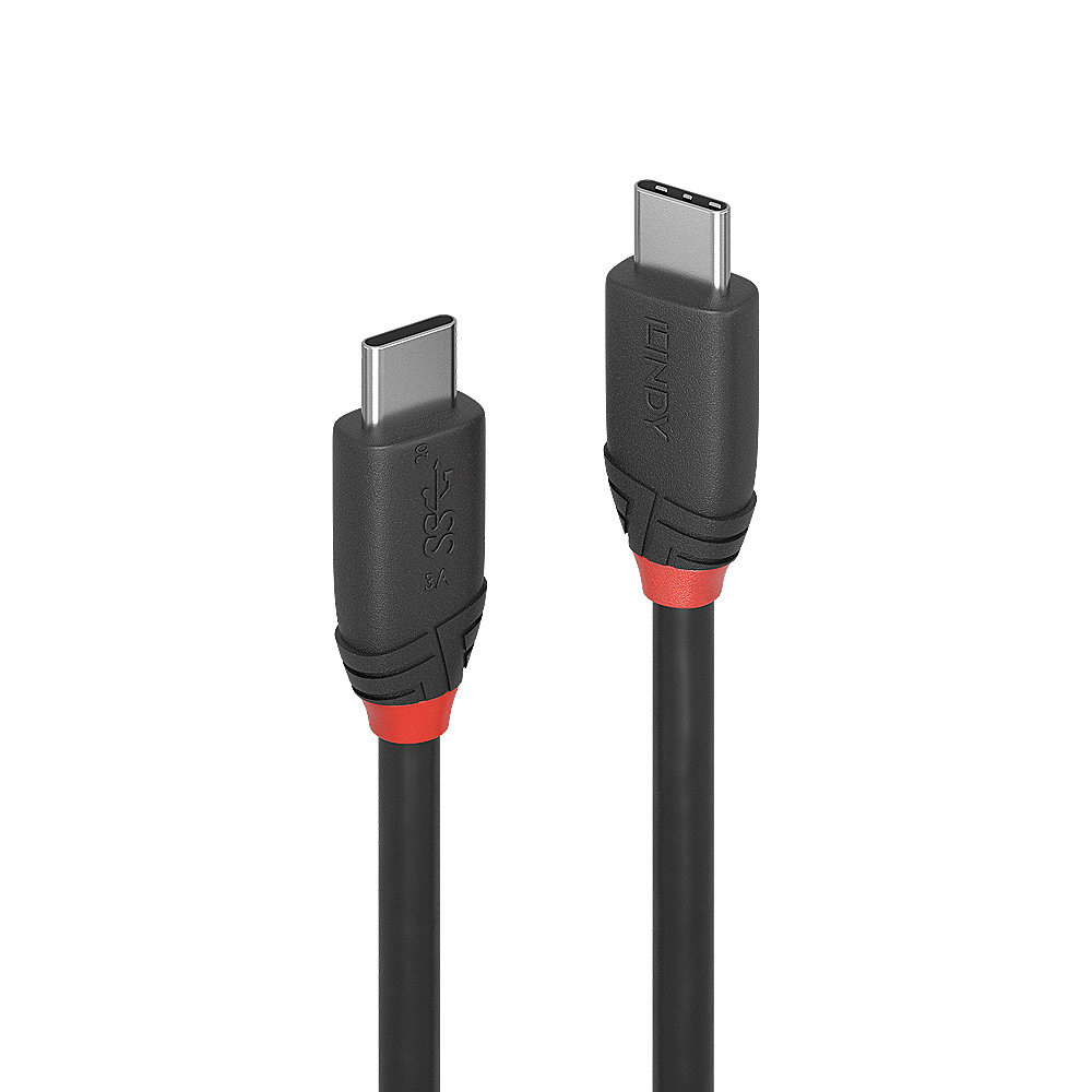 Image of Lindy 0.5m USB 3.2 Type C Cable 3A, Black Line