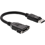 InLine DisplayPort male to female with flange cable 0.2m, black