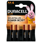 Duracell AA Plus Alkaline 150% Extra Life Power Boost 1.5V Pack of 4