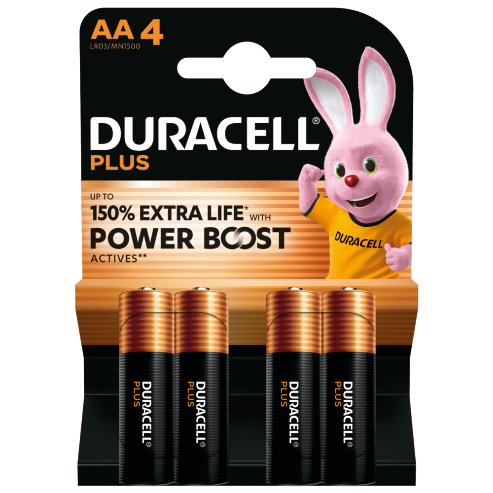 AA Plus Alkaline 150% Extra Life Power Boost 1.5V Pack of 4 thumbnail