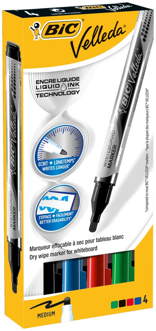 Image of BIC Velleda Liquid Ink Pocket marker 4 pc(s) Black, Blue, Green,...
