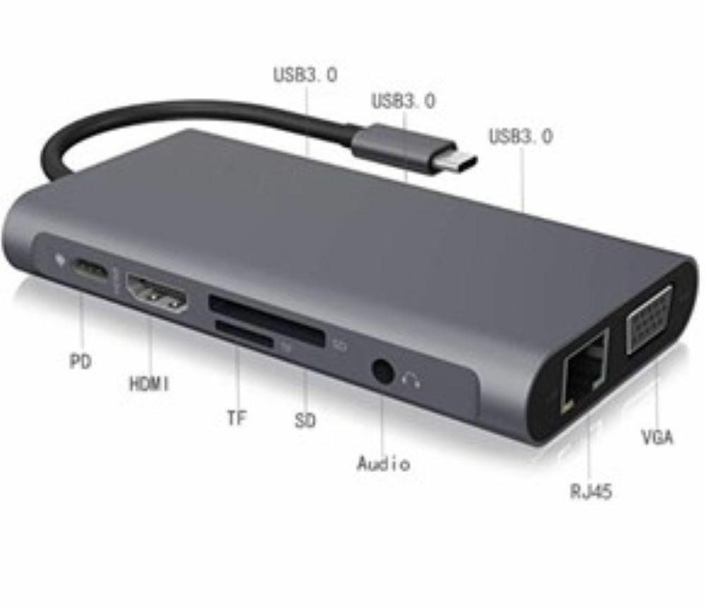 J200 Type C 9 Port Adapter - Grey thumbnail