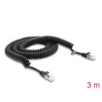 DeLOCK RJ50 Coiled Cable male to male 3 m black