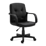 NAUTILUS Designs Delph Medium Back Leather Faced Executive Office Chair With Decorative Detail and Fixed Arms Black - DPA2014MB/LBK DD