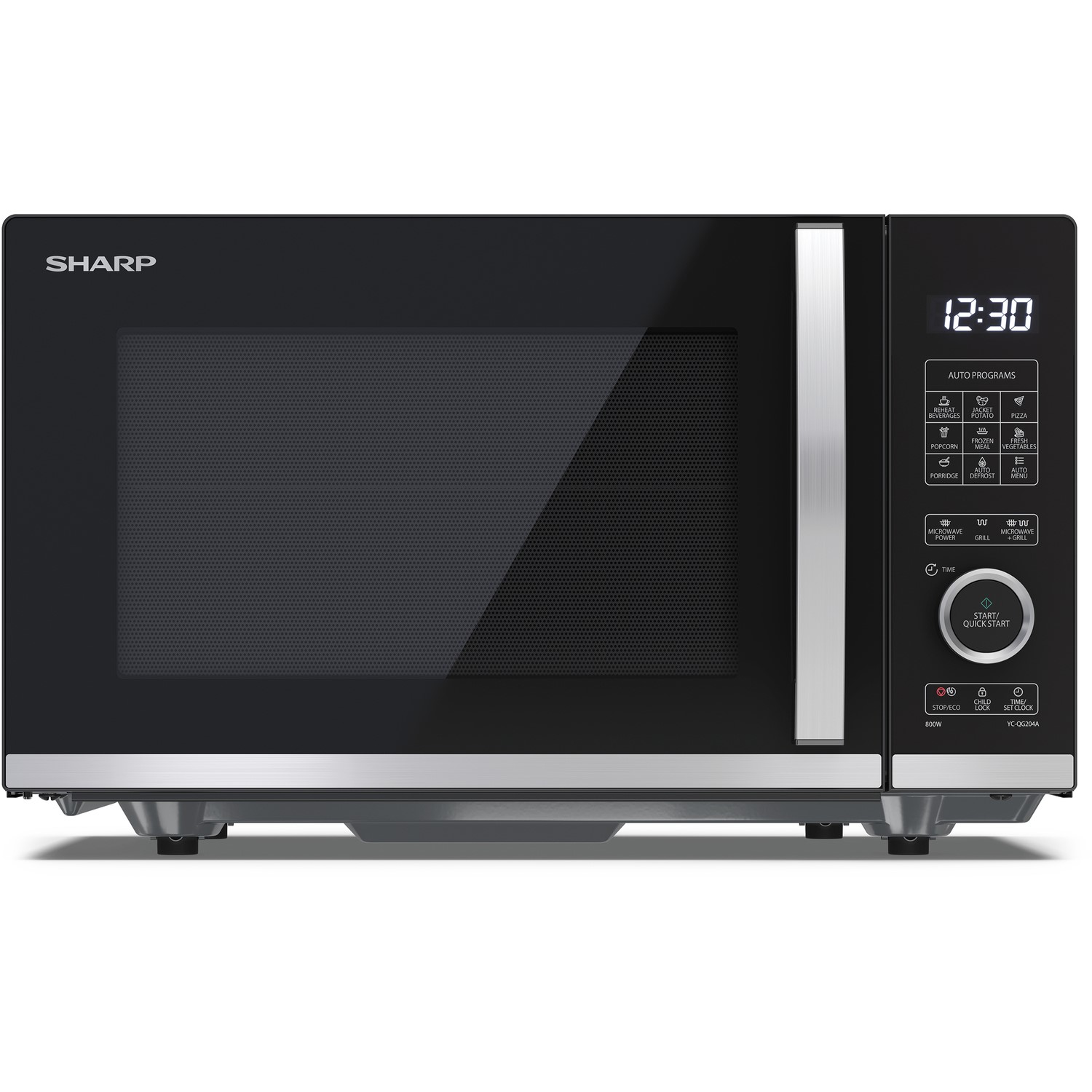 Photos - Other for Computer Sharp 20L 800W Digital Flatbed Microwave with Grill - Black YC-QG204AU-B 