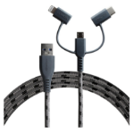 Boompods tide - Trio USB cable 1.5 m USB A USB C/Micro USB-A/Lightning Graphite