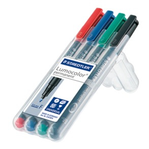 Image of Staedtler Lumocolor 318 WP4 permanent marker Fine tip Black, Blue,...