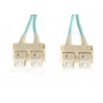 4Cabling 2m SC-SC OM4 Multimode Fibre Optic Cable: 3mm Oversleeving | Aqua