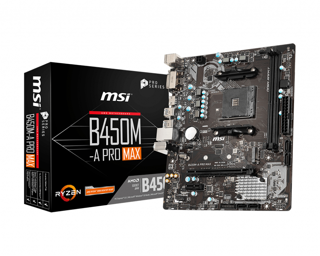 Image of MSI B450M-A PRO MAX motherboard AMD B450 Socket AM4 micro ATX