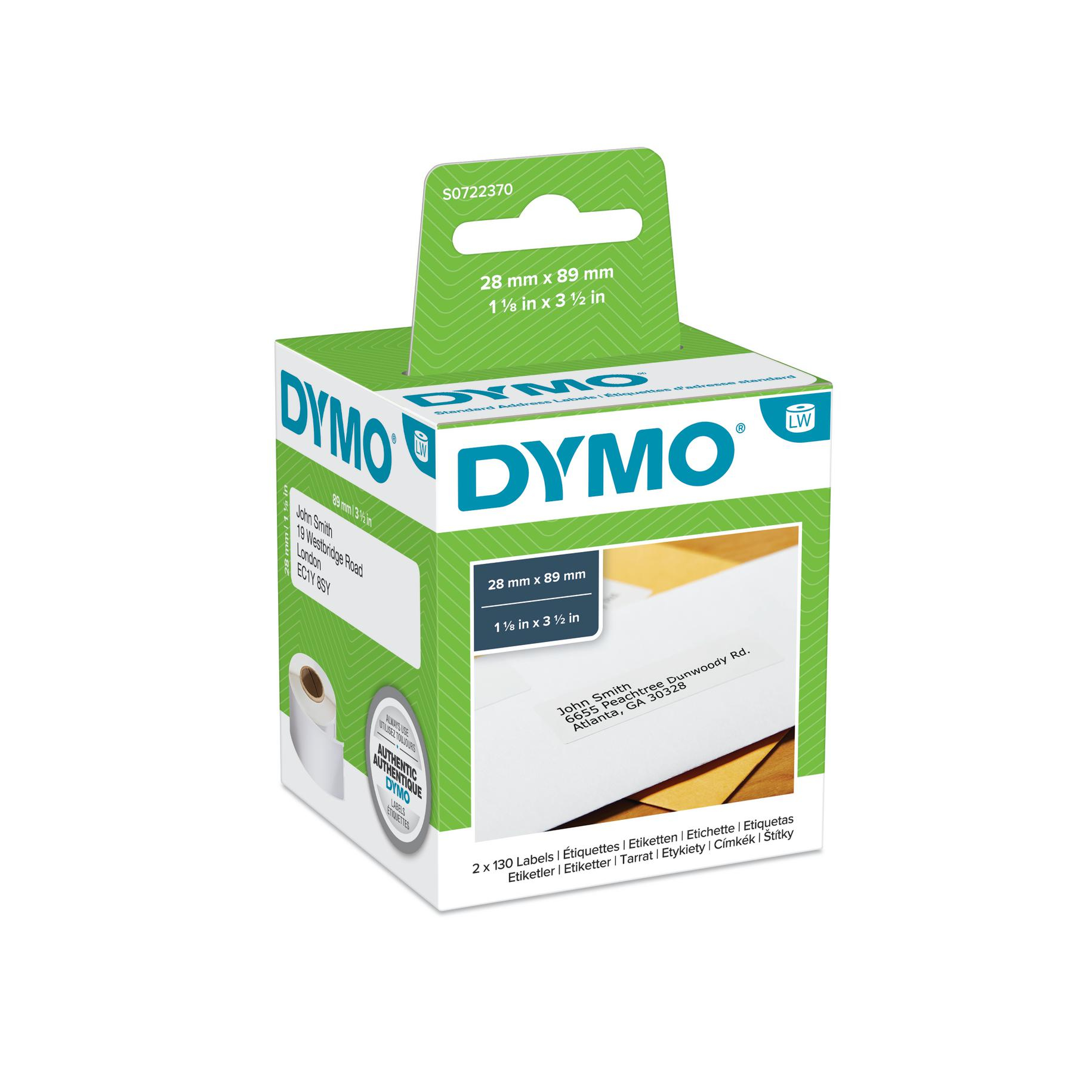 Image of Dymo 99010/S0722370 DirectLabel-etikettes 89mm x28mm Pack=2 for...