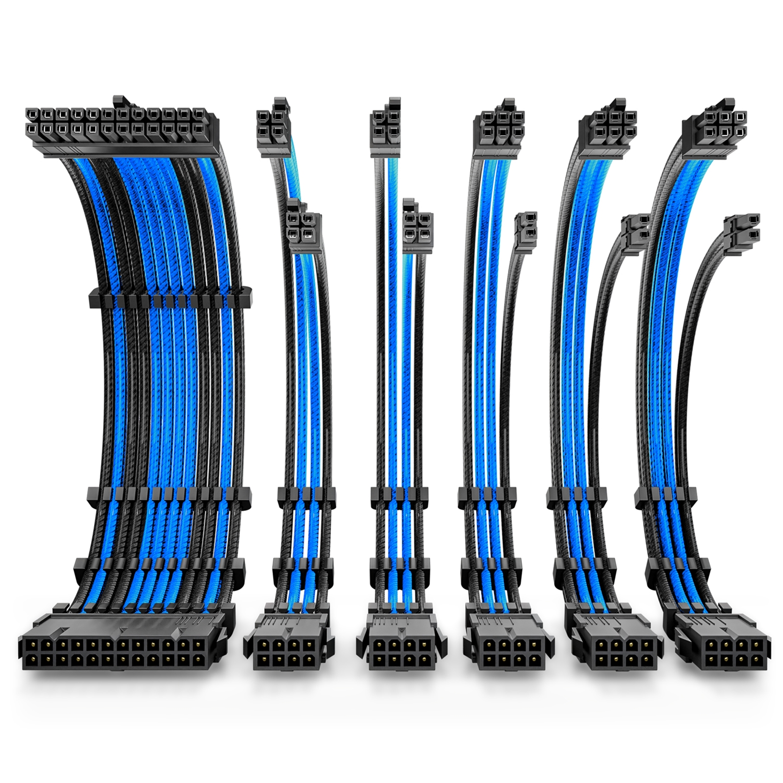 Image of Antec Black/Blue PSU Extension Cable Kit - 6 Pack (1x 24 Pin, 2x...