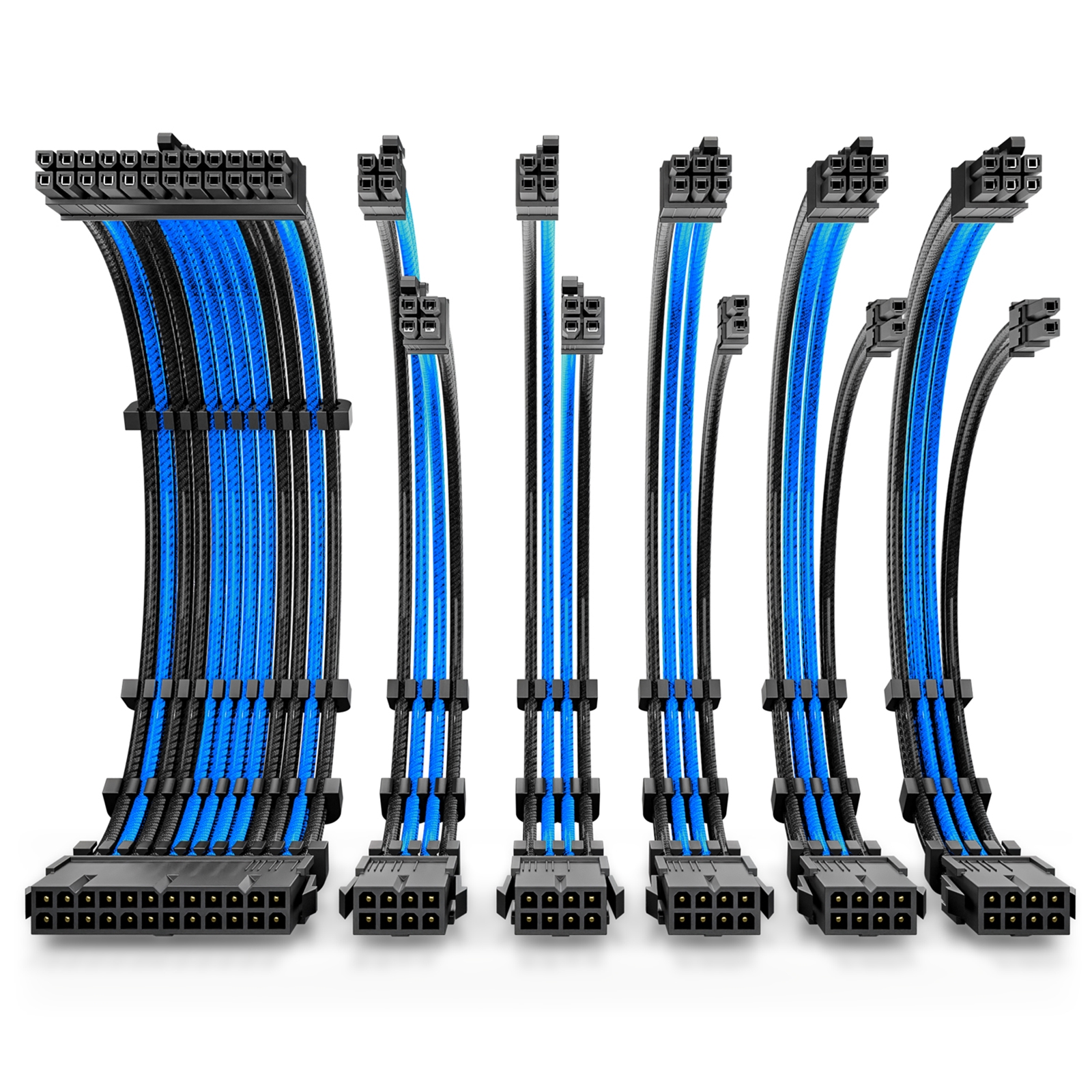 0-761345-77716-2 ANTEC Black/Blue PSU Extension Cable Kit - 6 Pack (1x 24 Pin, 2x 4+4 Pin, 3x 6+2 Pin)