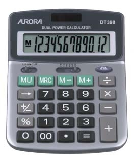 DT398-HB AURORA CORP 12 Digit Semi Desktop Calculator Silver - DT398