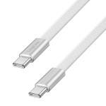 LogiLink USB 2.0 Type-C cable, C/M to C/M, flat, 480 Mbps, 60W, braided, white, 1 m