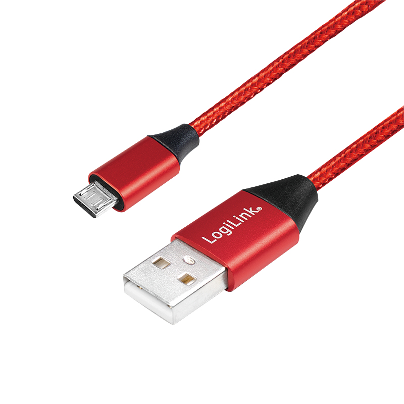 Image of LogiLink CU0151 USB cable 0.3 m USB 2.0 USB A Micro-USB B Red