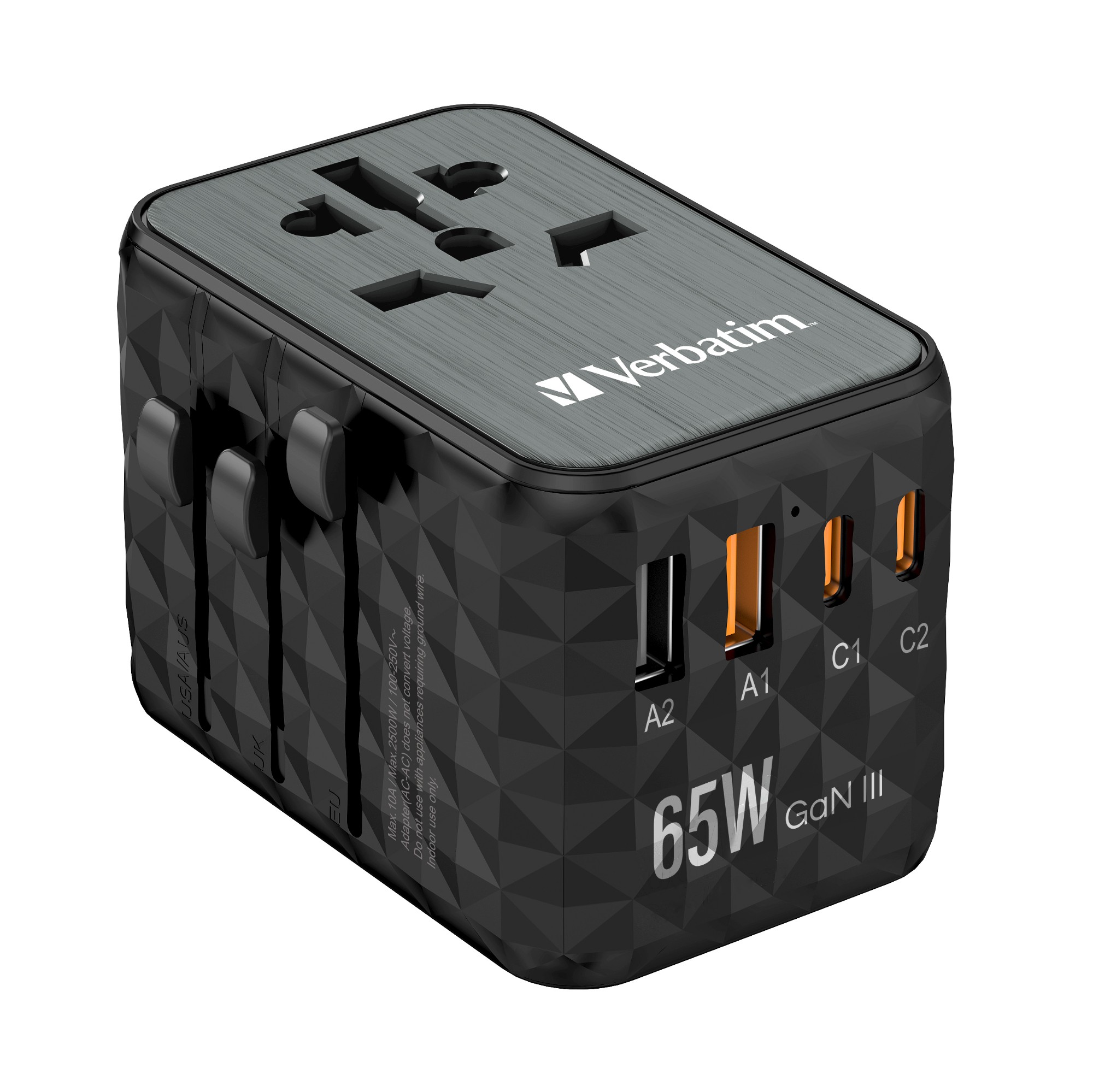 Image of Verbatim UTA-05 65W GaN III Universal Travel Adapter with 2 x USB-C PD