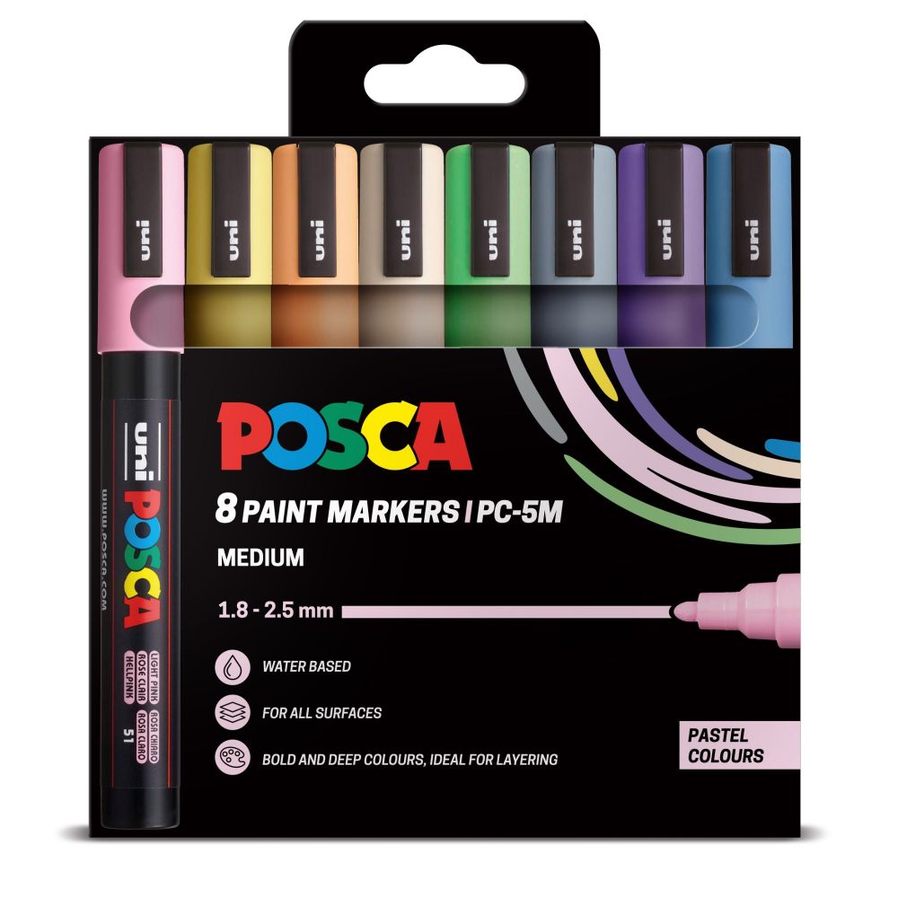 8 Pack Paint Markers 5M Medium Pastel Colours thumbnail