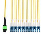 AddOn Networks 9m, MPO/APC to 8xLC/UPC, Yellow, OS2, OFNR (Riser-Rated), 16-Strand SMF Fiber Patch Cable