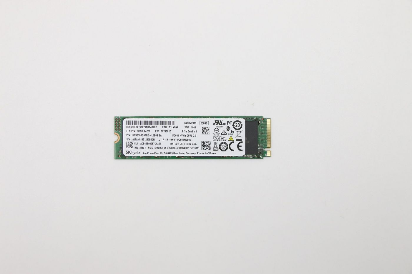 Image of Lenovo SSD M.2 PCIe NVMe FRU SSD 256GB RoHS SK Hynix M.2 PC601...