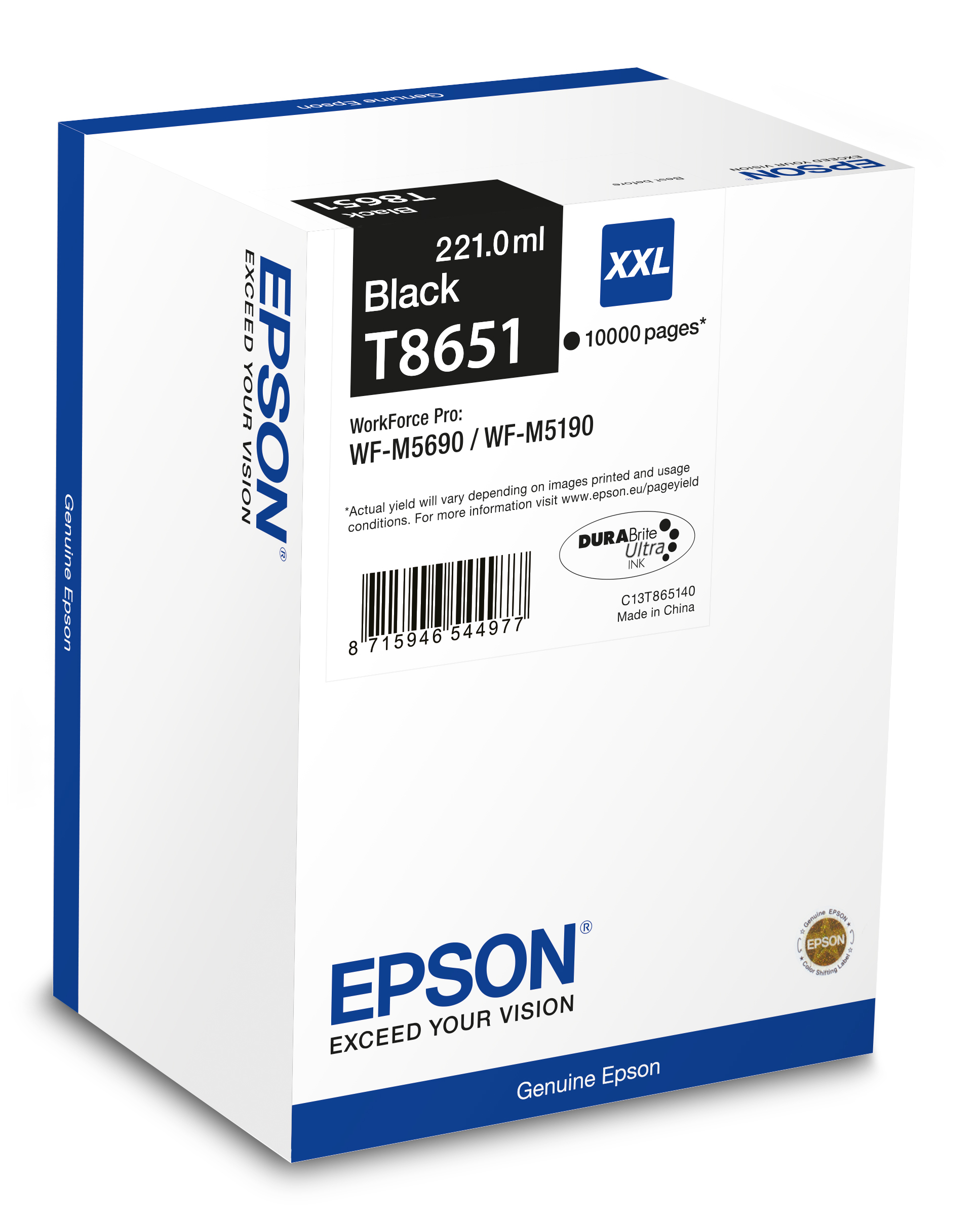 Image of Epson C13T865140/T8651 Ink cartridge black, 10K pages 221ml for...