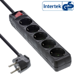 InLine Socket strip, 5-way earth contact CEE 7/3, black, 1.5m