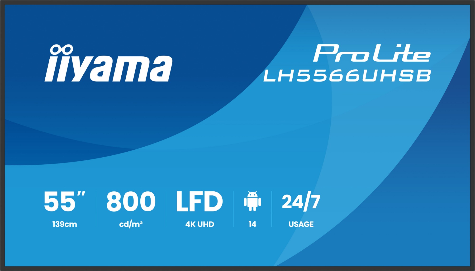 iiyama LH5566UHSB-B1AG Signage Display Digital signage flat panel 139.7 cm (55") LCD Wi-Fi 800 cd/m² 4K Ultra HD Black Built-in processor Android 24/7
