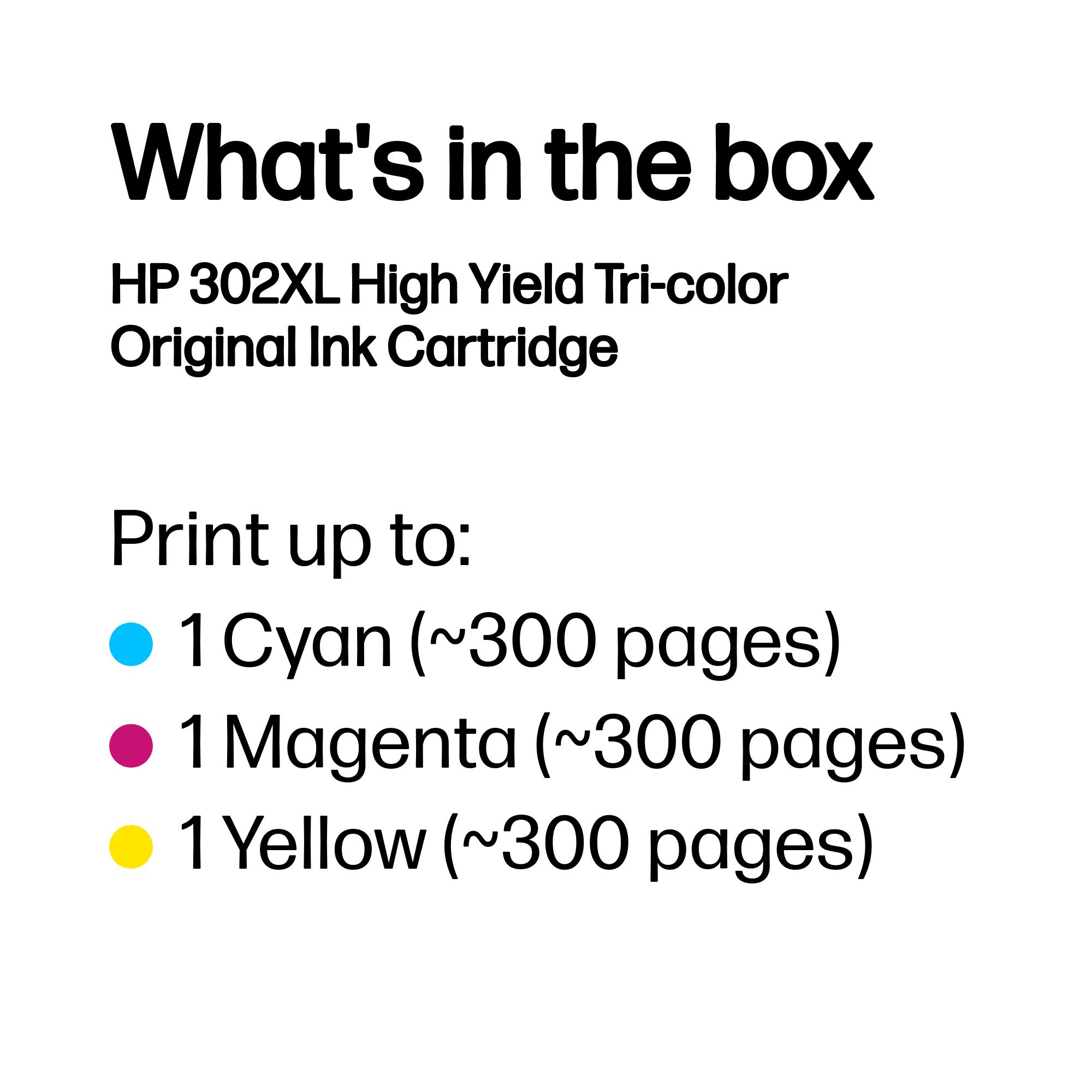 HP F6U67AE/302XL Printhead cartridge color high-capacity, 300 pages ISO/IEC 24711 8ml for HP DeskJet 1110/2130/OfficeJet 5200