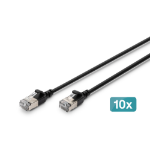 Digitus CAT 6A F-FTP Slim patch cord, 0.3m, black, 10 pieces
