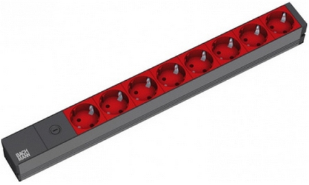 Image of Bachmann 19'' 2m 8x Schuko H05VV-F 3G 1.00mm² power extension 8...