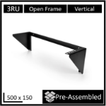 LDR Open Frame 3U Vertical Wall Mount Frame (500mm x 150mm) - Black Metal Construction