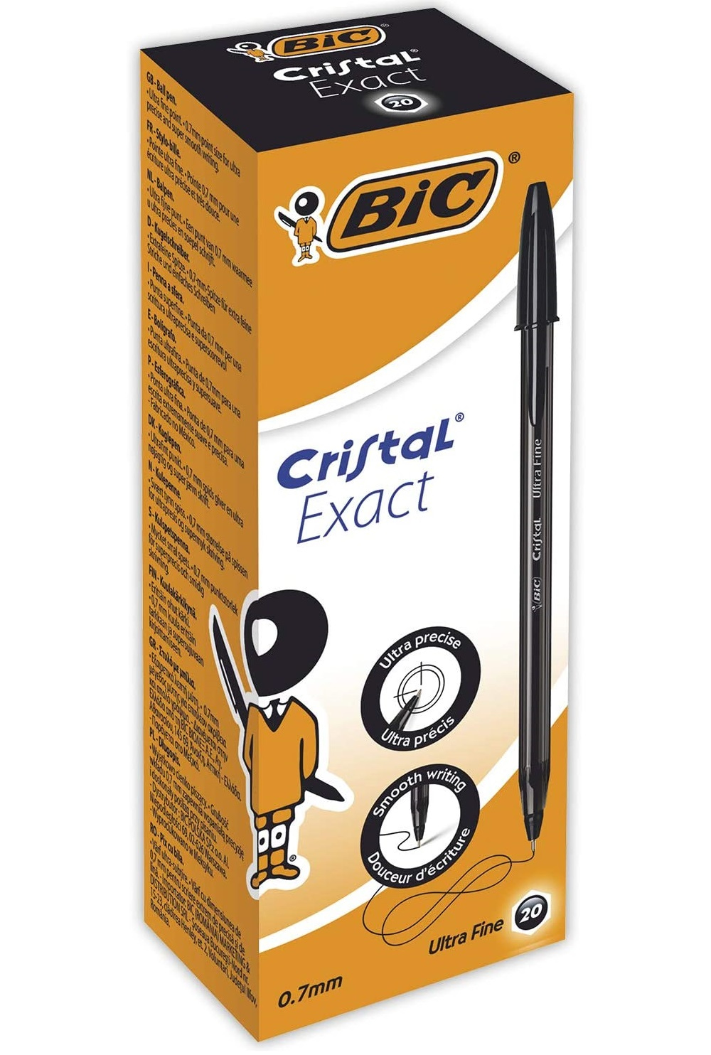 Image of BIC Cristal Exact Black Stick ballpoint pen Ultra Fine 20 pc(s)