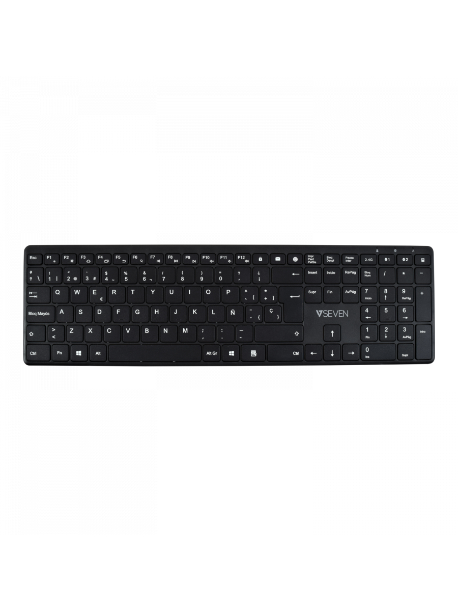 V7 Bluetooth Keyboard KW550ESBT 2.4GHZ Dual Mode, Spanish QWERTY - Black