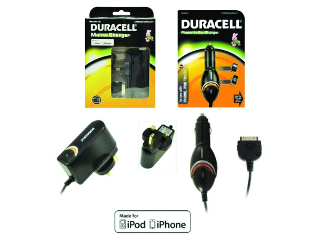 Image of Duracell Apple 30pin Home & Car Charger Bundle