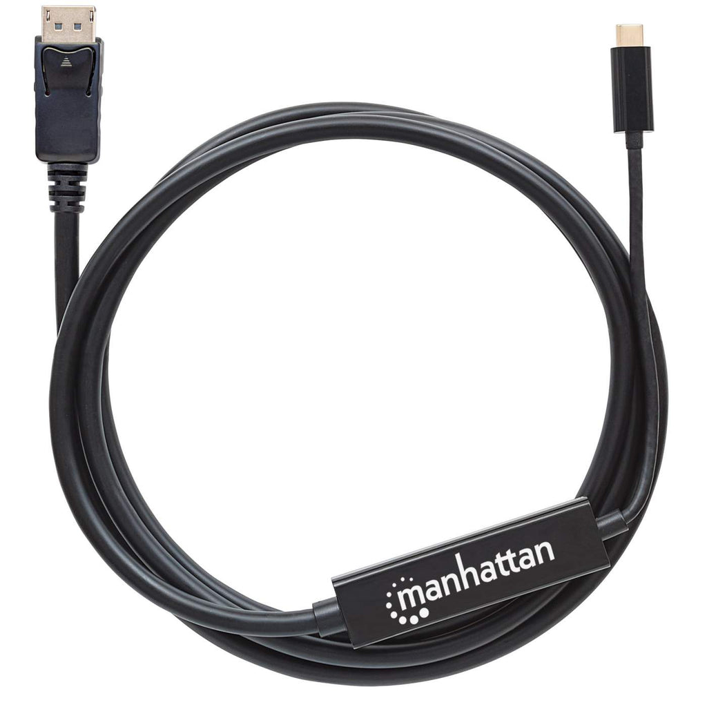 Manhattan USB-C to DisplayPort Cable, 4K@60Hz, 2m, Male to Male, Black, Equivalent to Startech CDP2DP2MBD, Three Year Warranty, Polybag