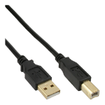 InLine USB 2.0 Cable Type A male / Type B female black, gold plated, 1.5m