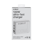 Celly PS3GAN100WWH mobile device charger Universal White AC, USB Fast charging Indoor