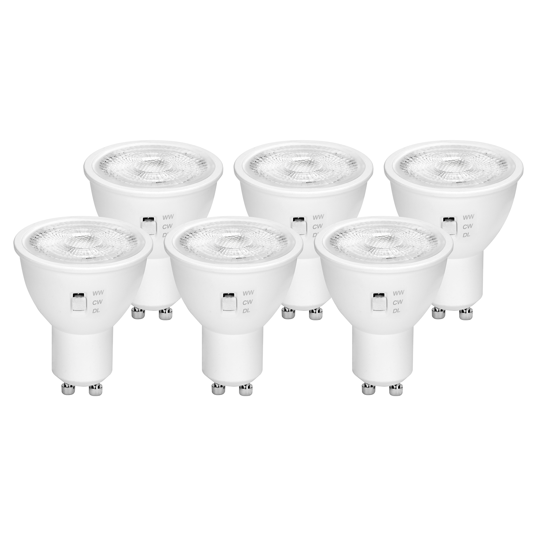 4lite GU10 Colour Selectable LED Bulb 6W White Non-Dimmable - Pack of 6