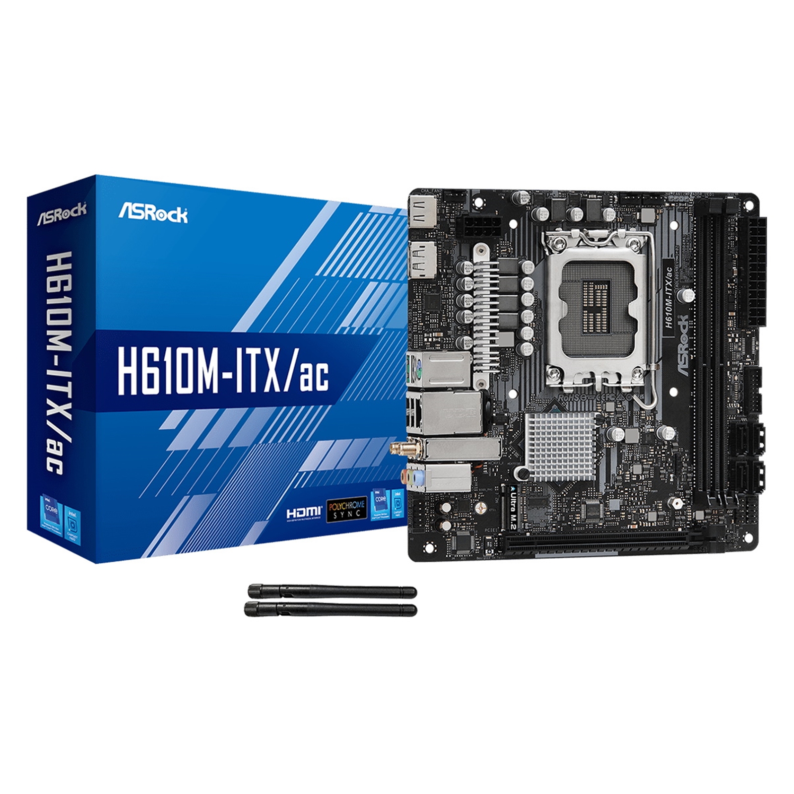Image of Asrock H610M-ITX/AC Intel H610 1700 Mini ITX 2 DDR4 HDMI DP Wi-Fi...