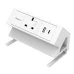 Fellowes Power Desk Socket with 1 Power Socket 1 USB-A & USB-C Ports White