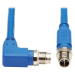 Tripp Lite NM12-6A3-02M-BL M12 X-Code Cat6a 10G F/UTP CMR-LP Shielded Ethernet Cable (Right-Angle M/M), IP68, PoE, Blue, 2 m (6.6 ft.)