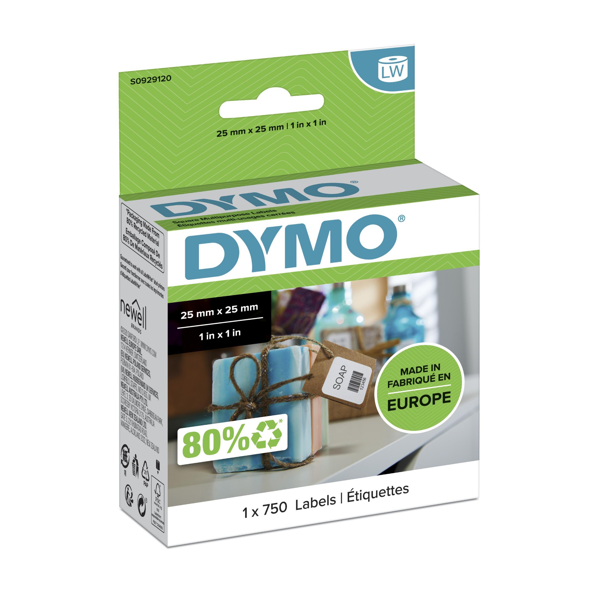 Dymo White S0929120 Directlabel-Etikettes 25Mm X25 Mm For Lw 550