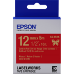 Epson C53S654033/LK-4RKK DirectLabel-etikettes gold on red 12mm x 5m for Epson LabelWorks LW-C 410/4-36mm/6-12mm/6-18mm/6-24mm