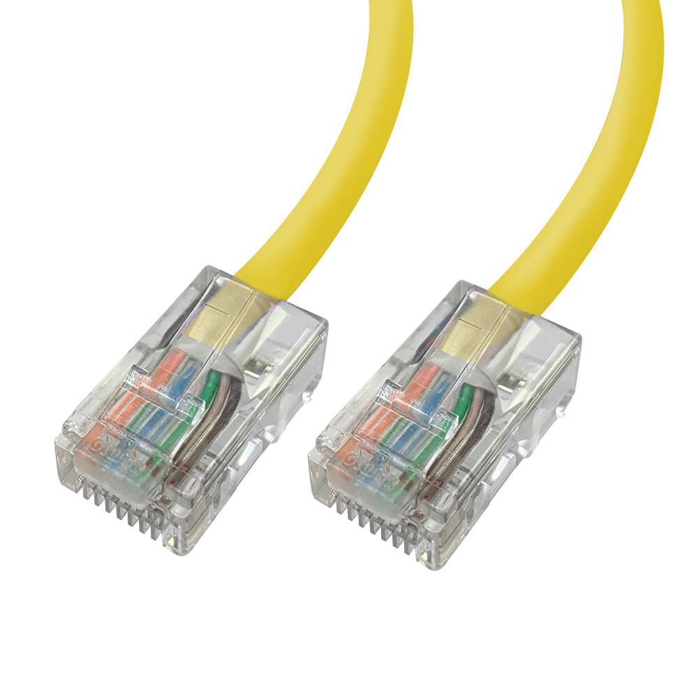 Videk Unbooted 24 AWG Cat5e UTP RJ45 Patch Cable Yellow 1Mtr