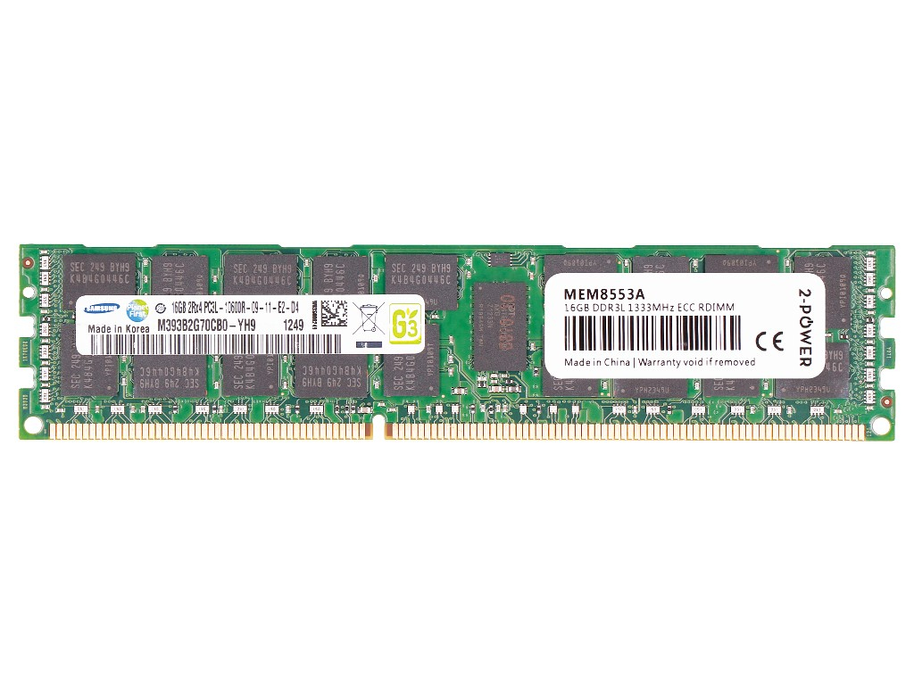 2-Power 16GB DDR3 1333MHz RDIMM LV Memory - replaces 2PDPC3L1333RCPC116G